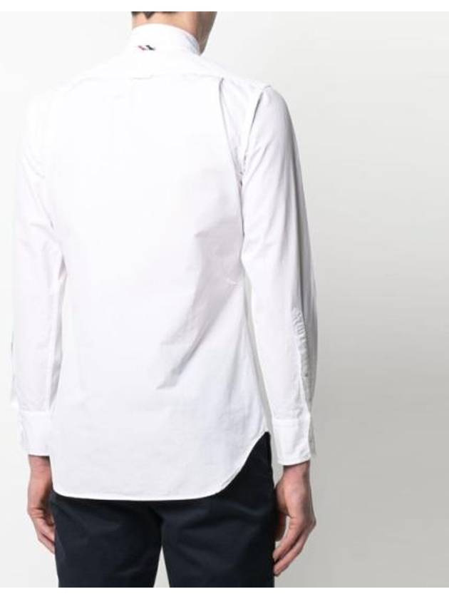 Men's Grosgrain Placket Solid Poplin Long Sleeve Shirt White - THOM BROWNE - BALAAN 4