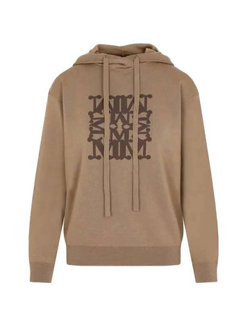 Eddie Logo Knit Hoodie Brown - MAX MARA - BALAAN 1