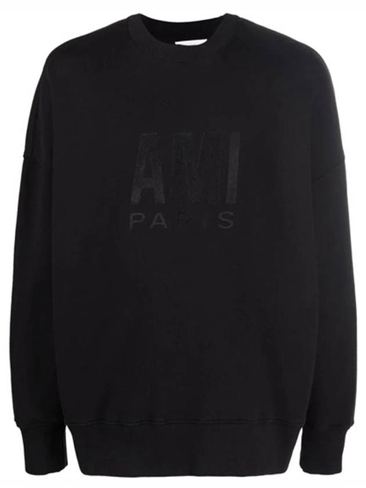 Chest Embroidery Logo Sweatshirt Black - AMI - BALAAN 2