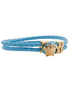 Medusa Braided Leather Bracelet Light Blue - VERSACE - BALAAN 4