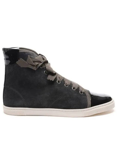 Leather High Top Sneakers Black - LANVIN - BALAAN 2