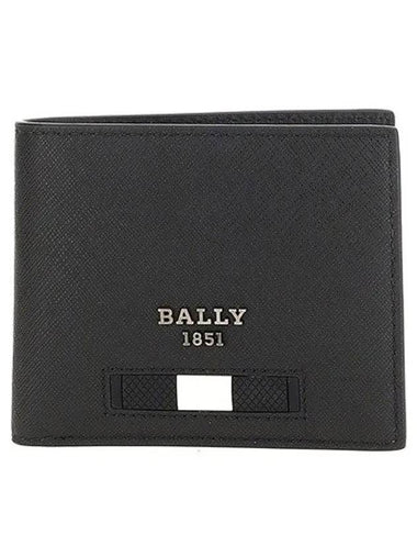 Bevye Logo Recycled Leather Half Wallet Black - BALLY - BALAAN 1