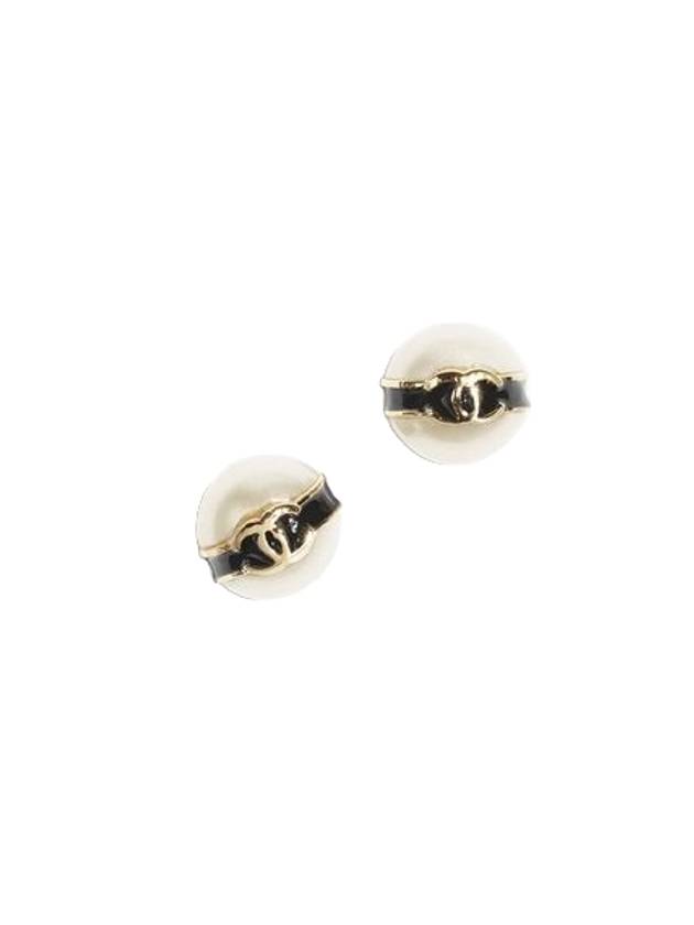 Stud Earrings Metal Resin Gold Pearly White - CHANEL - BALAAN 1