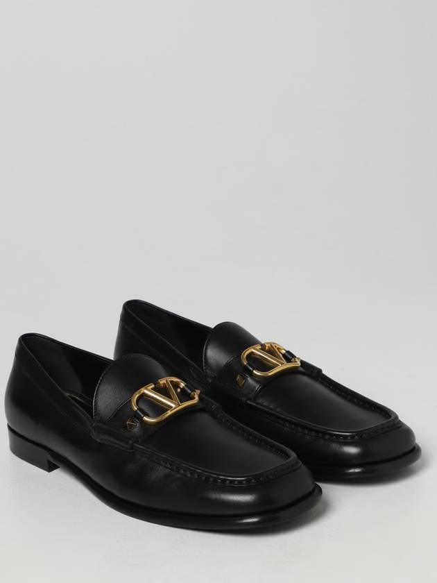 V Logo Leather Loafers Black - VALENTINO - BALAAN 2