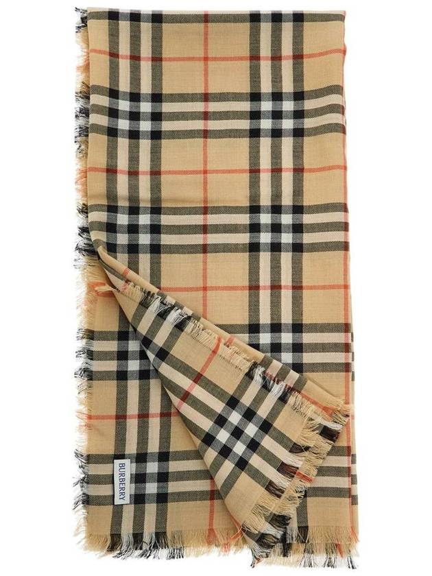 Check Cashmere Silk Scarf Sand - BURBERRY - BALAAN 5