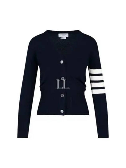 4-Bar V-Neck Cashmere Cardigan Navy - THOM BROWNE - BALAAN 2