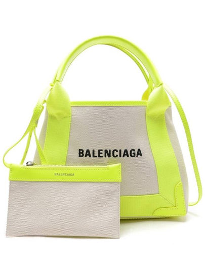 Navy Cabas XS Tote Bag Fluo Yellow - BALENCIAGA - BALAAN 2