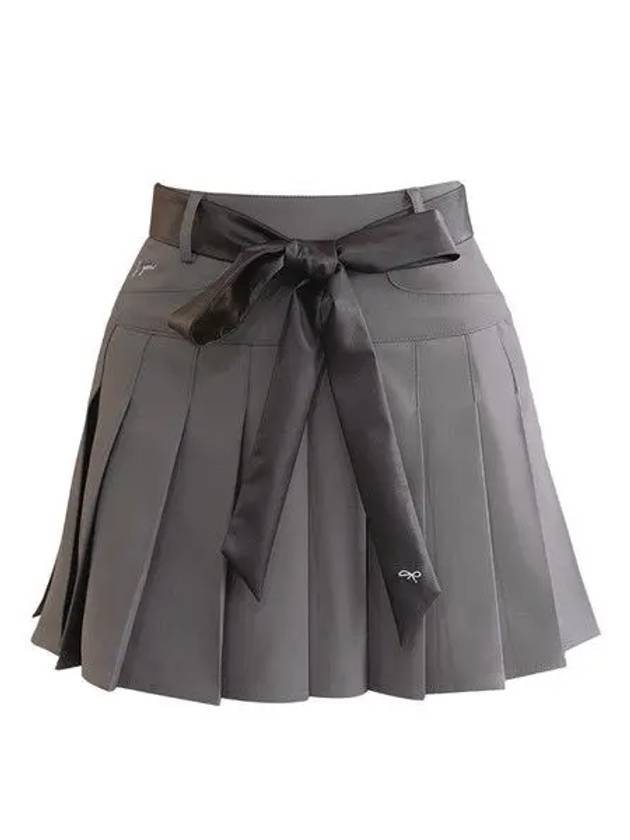 Leather Belt Skirt Gray - J JANE - BALAAN 2