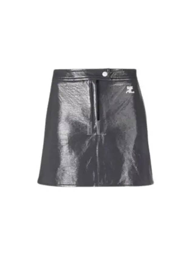 Reedition Logo Patch Vinyle A-Line Skirt Black - COURREGES - BALAAN 2