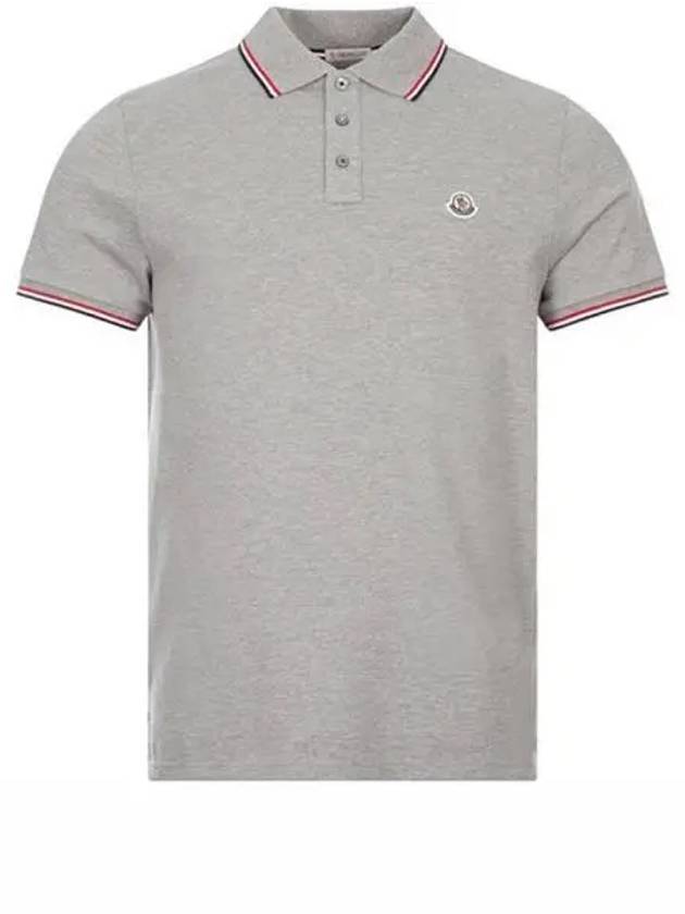 8A70300 84556 984 Chest patch three line neckline polo t shirt gray men s TJ 271659 - MONCLER - BALAAN 1