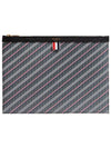 Monogram Coated Canvas Medium Clutch Bag Gray - THOM BROWNE - BALAAN.