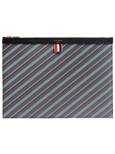 Monogram Coated Canvas Medium Clutch Bag Grey - THOM BROWNE - BALAAN 1