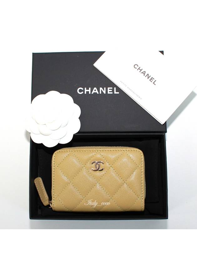 Classic Caviar Zipper Coin Card Wallet Olive Green Champagne Gold AP0216 - CHANEL - BALAAN 10