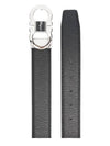 Salvatore Double Gancini Reversible Leather Belt Black - SALVATORE FERRAGAMO - BALAAN.