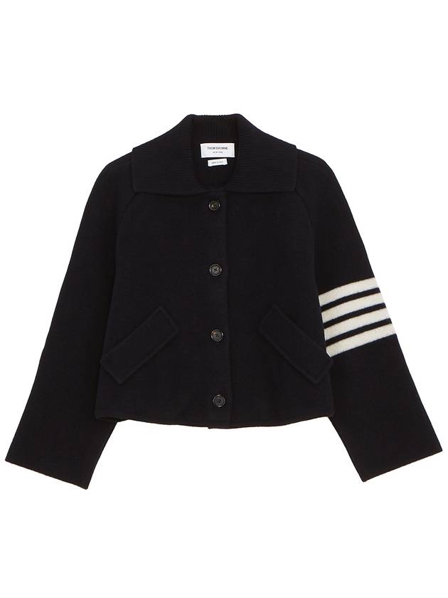 Milano 4-bar Crop Boiled Wool Single Coat Navy - THOM BROWNE - BALAAN 2