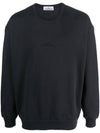 Garment Dyed Cotton Embroidery Logo Sweatshirt Navy - STONE ISLAND - BALAAN 1