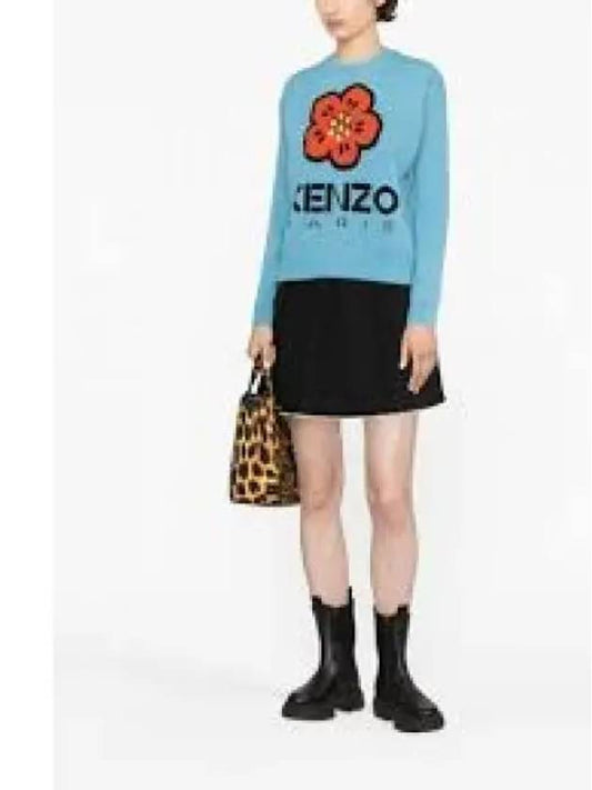 Boke Flower Logo Wool Knit Top Light Blue - KENZO - BALAAN 2