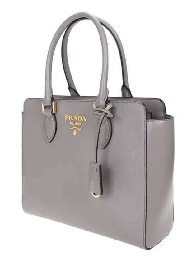 Triangle Logo Saffiano Tote Bag Grey - PRADA - BALAAN 3