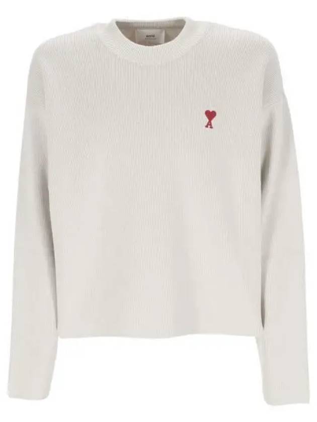 Red ADC Chain Stitch Heart Logo Knit Top Ivory - AMI - BALAAN 2