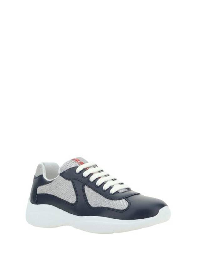 America's Cup Leather Low Top Sneakers Silver Navy - PRADA - BALAAN 3