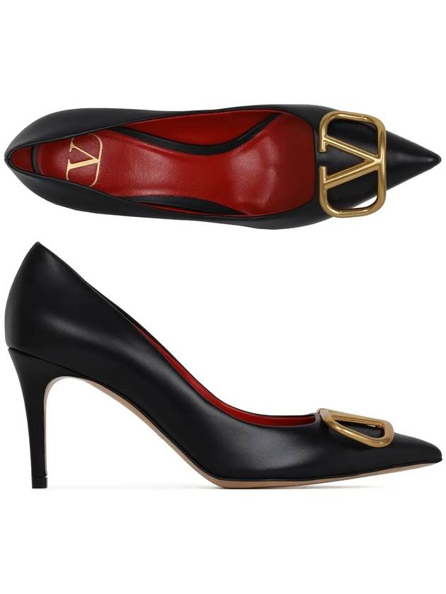 V Logo Leather Pumps Black - VALENTINO - BALAAN 4