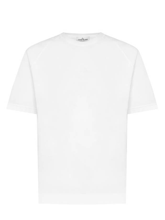 Men's Garment Dyed Cotton Jersey Short Sleeve T-Shirt White - STONE ISLAND - BALAAN 1