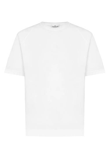 Men's Garment Dyed Cotton Jersey Short Sleeve T-Shirt White - STONE ISLAND - BALAAN 1