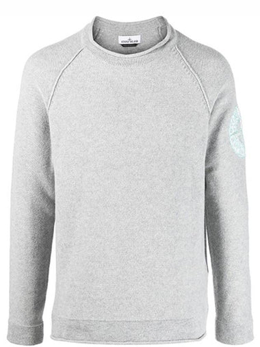 7715534A4 V0M64 Logo embroidery crew neck knit gray men’s knit TTA - STONE ISLAND - BALAAN 1