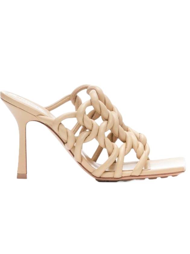 Stretch Braid Sandals Heel Beige - BOTTEGA VENETA - BALAAN 1