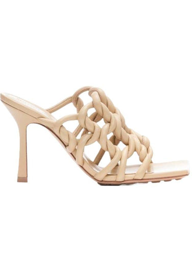 Stretch Braid Sandals Heel Beige - BOTTEGA VENETA - BALAAN 1