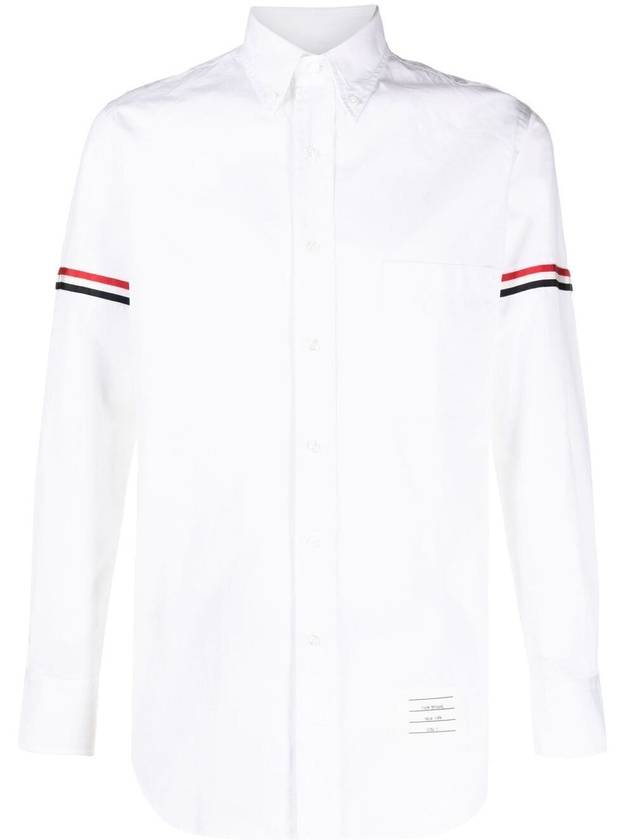 Men's Poplin Grosgrain Armband Classic Long Sleeve Shirt White - THOM BROWNE - BALAAN 2