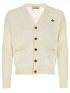 ORB Logo V-Neck Cardigan Cream - VIVIENNE WESTWOOD - BALAAN 2