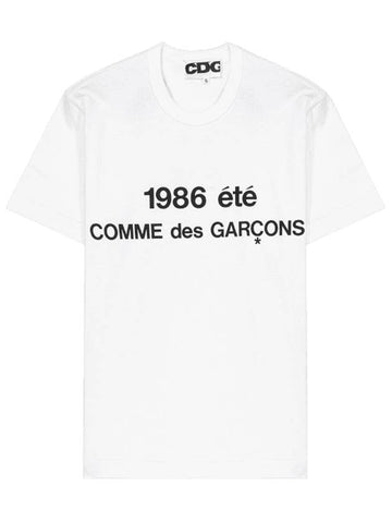 CDG 1986 Logo Print Short Sleeve T Shirt White - COMME DES GARCONS - BALAAN 1