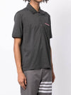 Men's Three Stripes Pocket Mercerized Short Sleeve Polo Shirt Dark Grey - THOM BROWNE - BALAAN 3