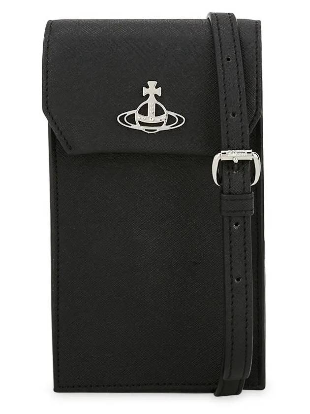 Fake Leather ORB Logo Strap Phone Pouch Black - VIVIENNE WESTWOOD - BALAAN 4