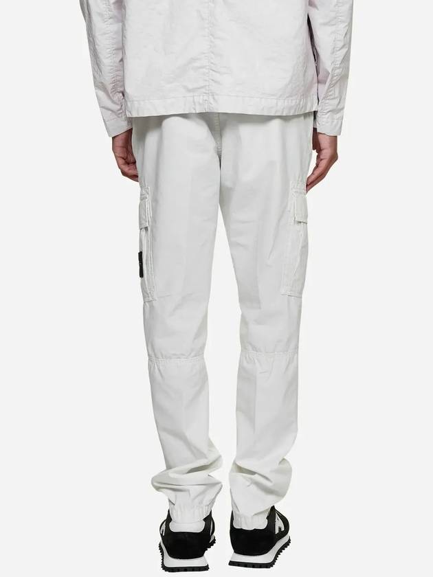 Men's Wappen Patch Slim Cargo Straight Pants White - STONE ISLAND - BALAAN 5