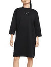 Women's Sportswear Fleece 3Q Logo Short Dress Black - NIKE - BALAAN 6