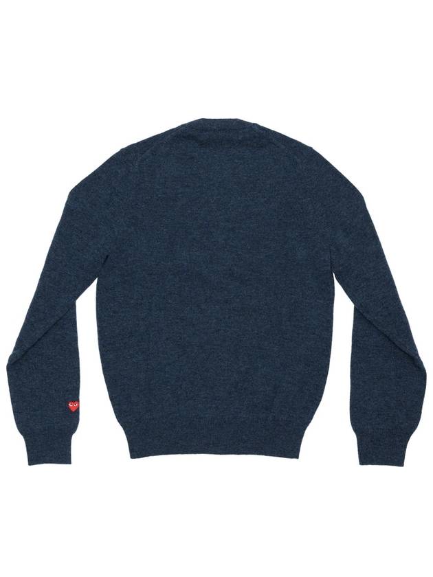 Small Red Heart Wappen Wool Cardigan Navy - COMME DES GARCONS - BALAAN 3