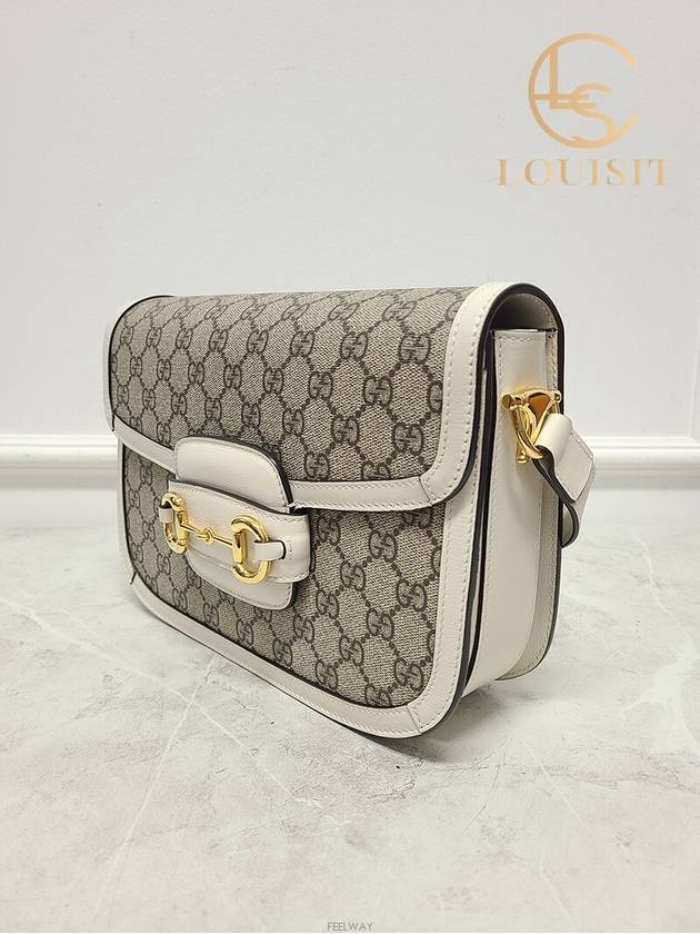 Used luxury goods Lewis It White leather GG Supreme 1955 Horsebit shoulder bag - GUCCI - BALAAN 2