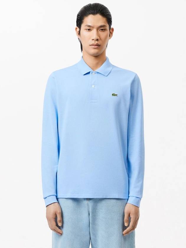 Long Sleeve Cotton Polo Shirt Green - LACOSTE - BALAAN 2