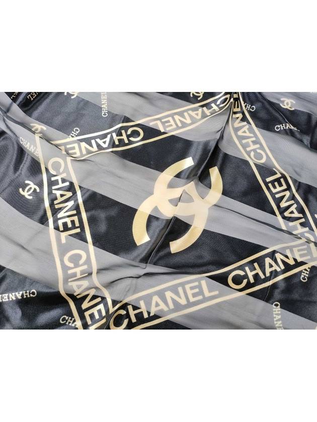 logo black gold large scarf - CHANEL - BALAAN 3