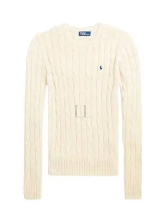 Embroidered Logo Pony Cable Knit Top Cream - POLO RALPH LAUREN - BALAAN 2