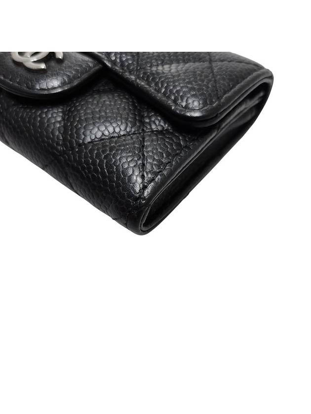 A80799 Classic Caviar Black Silver Snap Card Holder Business - CHANEL - BALAAN 5