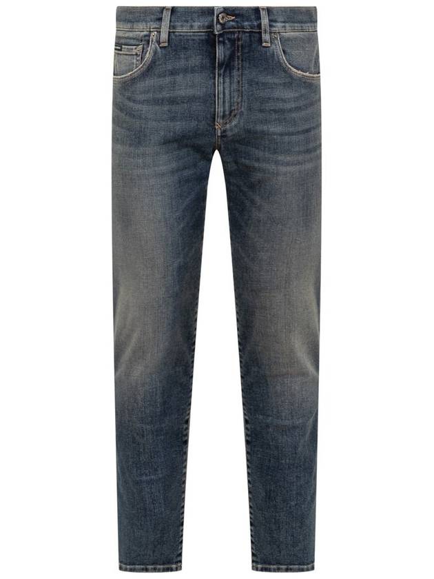 Blue Distressed Slim-Fit Jeans in Cotton Denim Man - DOLCE&GABBANA - BALAAN 2