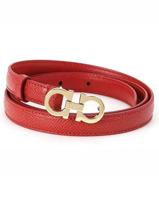 Gancini Leather Belt Red - SALVATORE FERRAGAMO - BALAAN 1