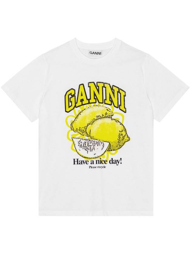 Relaxed Lemon T-Shirt Bright White - GANNI - BALAAN 2