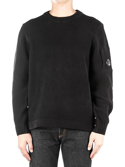 Men's Lens Wappen Pocket Knit Top Black - CP COMPANY - BALAAN 2