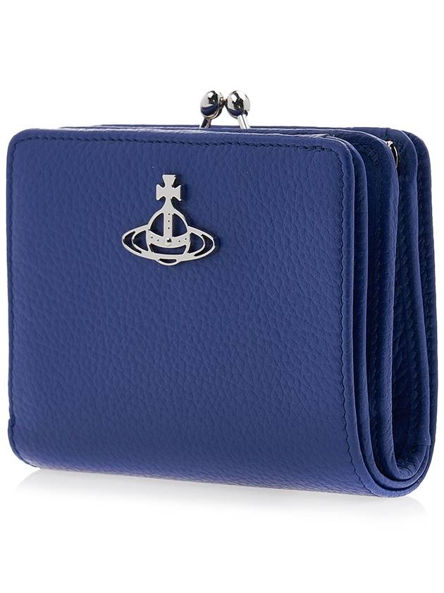 Grain Leather Frame Half Wallet Blue - VIVIENNE WESTWOOD - BALAAN 3