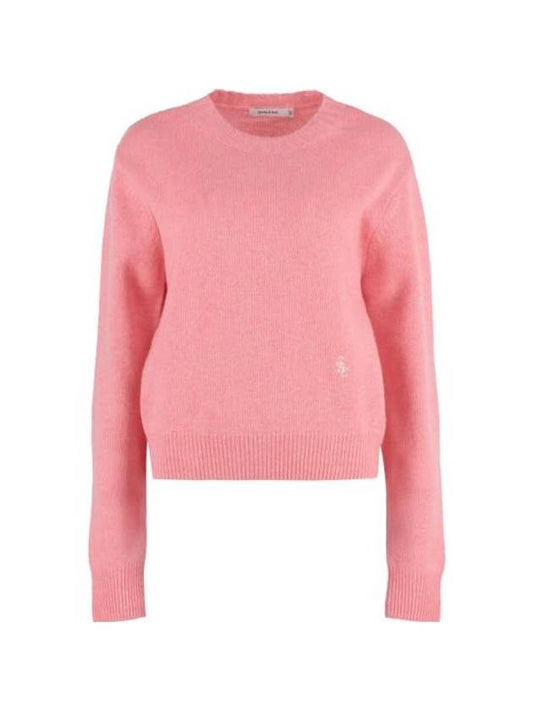 Embroidered Logo Crew Neck Cashmere Knit Top Pink - SPORTY & RICH - BALAAN 1
