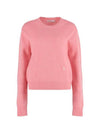 Embroidered Logo Crew Neck Cashmere Knit Top Pink - SPORTY & RICH - BALAAN 1